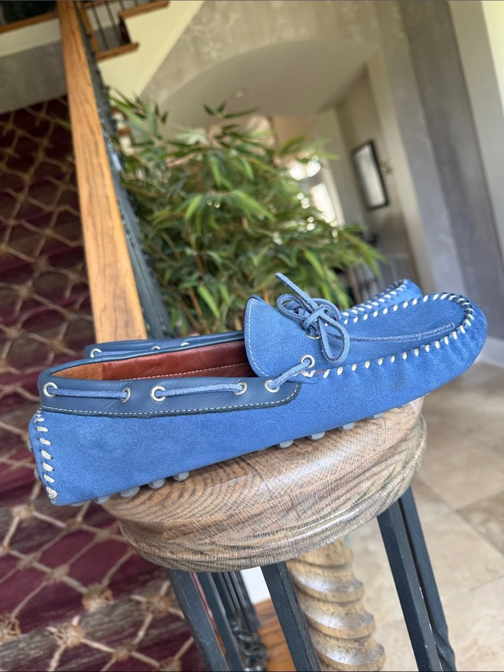 ZARA MAN men’s blue suede Driver loafers EURO 43 US size 10